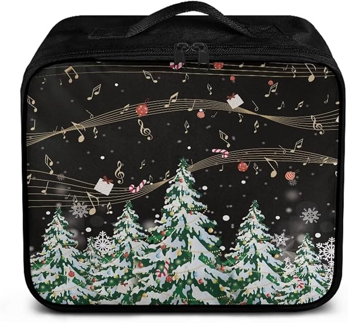 Rnyleeg Christmas First Aid Kit Travel Survival Medical Kit Portable Medicine Organizer Bag Compact Lightweight First Aid Bag Holiday Tree Musical Note Pattern