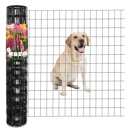 Black PVC Coated Welded Wire Fence 36 Inch x 25 Foot, 2 Inch x 3 Inch 16GA, Garden Border Fencing Roll Vinyl Coating Metal Wire Mesh for Yard Vegetable Plant Protection Poultry Netting