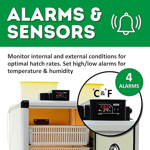 Incubators for Hatching Eggs – HB350H Egg Incubator Hatcher, Automatic & Self-Regulated Temperature & Humidity, Chicken Egg Incubator, Professional Cabinet Poultry Incubator by Cimuka