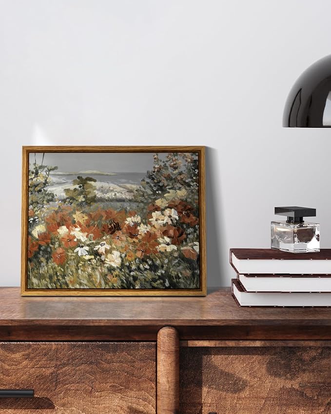InSimSea Framed Canvas Wall Art Flower Home Decor Framed Vintage Botanical Prints Rustic Farmhouse Wall Decor Mid Century Modern Decor Art Prints Floral Room Decor for Living Room Bedroom 8x10in