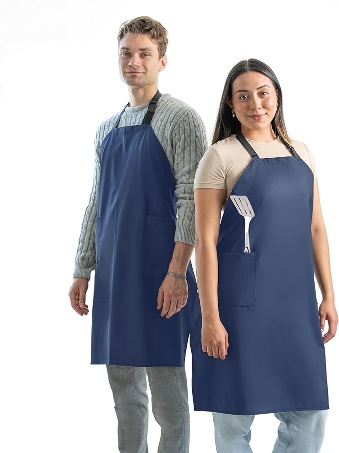 Waterproof Apron For Men and Women - 2 Pockets - 35" Long Multi Purpose Work Aprons for Dishwashing, Dog Grooming