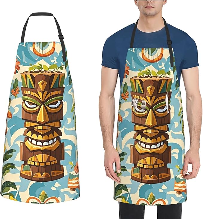 Waterproof Apron Adjustable Bib for Women Men Vintage Nautical White Ship Cooking Aprons Chef Bibs with 2 Pocket