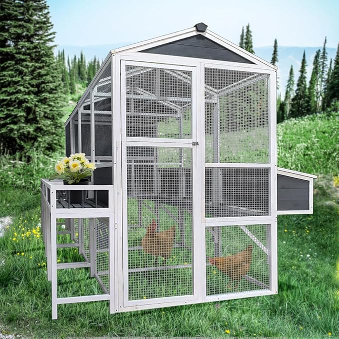 Large Walk-in Wooden Chicken Coop with Run, 3-Tier Poultry Cage for 10-20 Chickens, Outdoor Hen House with Nesting Boxes, Rainproof Roof, Pull-Out Tray, Multi-Level Rabbit Duck Hutch
