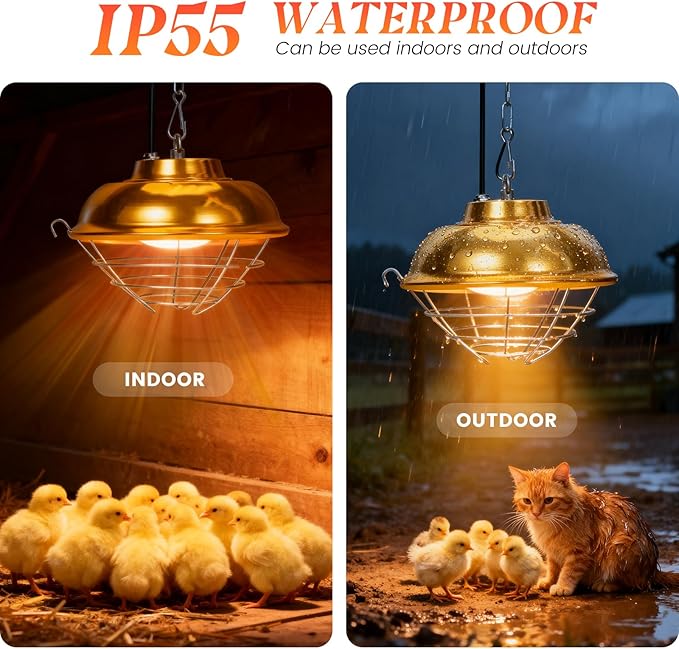 Chicken Heat Lamp Chick Brooder Chickens Coop Heater Heating Lamp for Outdoor & Indoor 300W Heater for Dog Rabbit Duck Chicken Piglet Goat (300W)