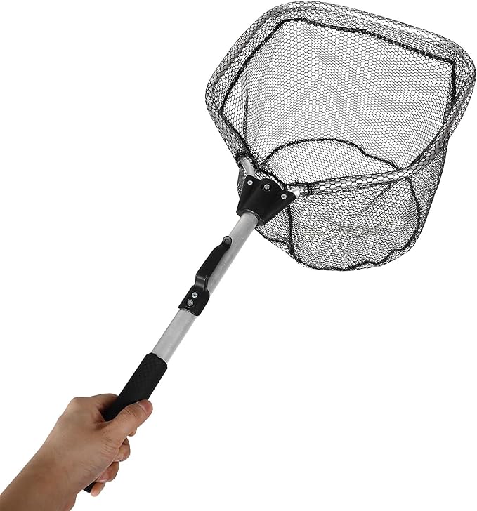 Portable Silicone Mesh Catching Net with Aluminum Alloy Frame, Foldable Crab and Minnow Seine Net for Sea Fishing and Outdoor Use
