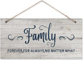 Family Signs Wall Art Family Forever For Always No Matter What Rustic Wood Hanging Plaque Wall Decor Inspirational Quote Wooden Prints for Living Room Bedroom Home House Decoration 6x12 Inch