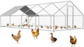 Large Metal Chicken Coop Run with Roosting Perch– Outdoor Waterproof & UV-Resistant Cover for Chickens, Ducks, Rabbits, and Hens in Yard or Farm Use Spire Roof(13.1'Wx26.2'Lx 6.5'H)