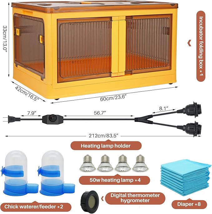 Chick Brooder Box for Chicks, Brooder Box with Feeder and Waterer, Brooder Heater Warms up to 20 Chicks, Poultry Breeding Box Suitable for Chick Duckling Parrot Lizard (Large)