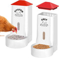 2Pack Oyster Shell and Grit Feeder Combo, PVC Chicken Feeder with Viewing Window/Lid, Hanging Gravity Chicken Grit Feeder, Coop Accessories for Healthier Hens and Eggs