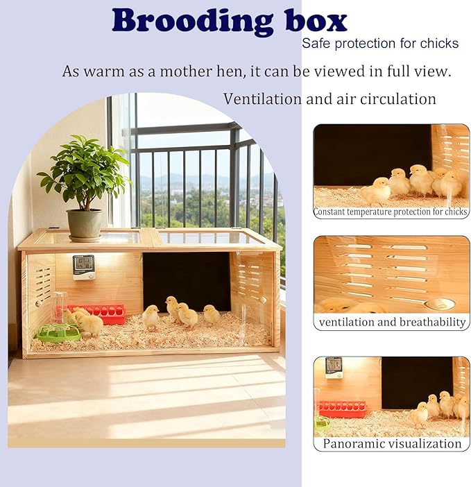 Brooder Box for Chicks,Quail cage,Baby Chicken Supplies,Includes Chicken coop Heater/Quick Installation Tool/Feeding Trough/Water Dispenser, etc,Suitable for Chicks/Duck/Parrot (40" L x 16" x 16")