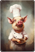 JOCASA Pig Chef Vintage Metal Poster Sign Decor-Retro Aluminum Metal Tin Sign for Home Wall Decor, Kitchen, Bedroom, Signs Gift,12''x 8''
