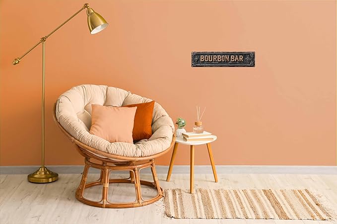 Vintage Tin Bourbon Bar Sign Retro Metal Sign Suitable For Bourbon Bar - Multi-Purpose For Indoor Use Plaque 4x16 Inch
