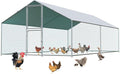 LotFun Metal Chicken Coop, Outdoor Chicken Runs for Yard with Waterproof & Anti-UV Cover, Double Lockable Doors, Outdoor Hen/Duck/Rabbit Runs for 10-30 Chickens (13.1 x 6.6 x 9.8 FT)