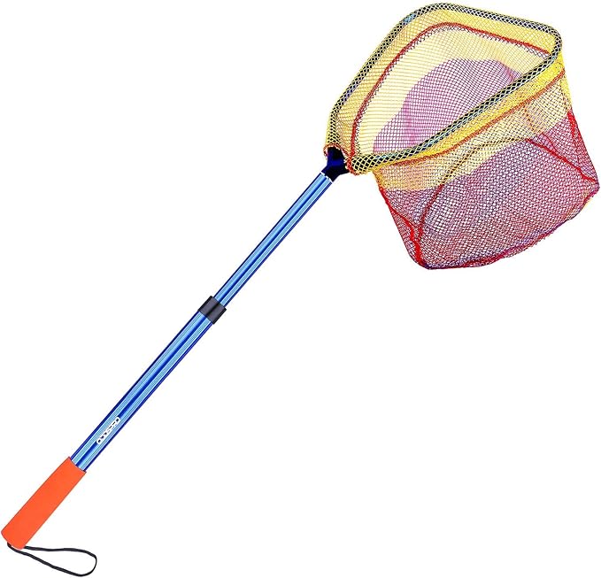 Kids Fishing Net - Telescoping Bait, Minnow, and Butterfly Net With 11.4" Depth, Handle Extends to 30" for Easy Catch and Release