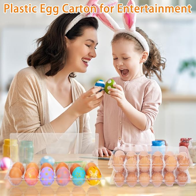60 Pack Egg Cartons Cheap Bulk One Dozen Clear Empty Egg Cartons for Chicken Eggs Home Ranch Chicken Far, Commercial Business Market Display, 2x6 Grids, Medium
