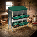 Wall-Mountable Galvanized Steel Chicken Nesting Boxes, 6/8Hole Metal Laying Box with Ventilated Design, Roll Away Egg Collection Tray, Weatherproof Hen Roosting Boxes for Coop