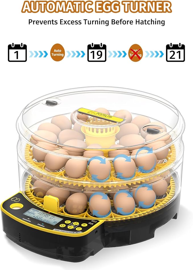 Egg Incubators for Hatching Eggs, Double-Layer 48 Egg Incubator with Temperature and Humidity Control, Egg Candler, Automatic Egg Turner, Clear Window Incubator for Chicks Duck Quail Eggs