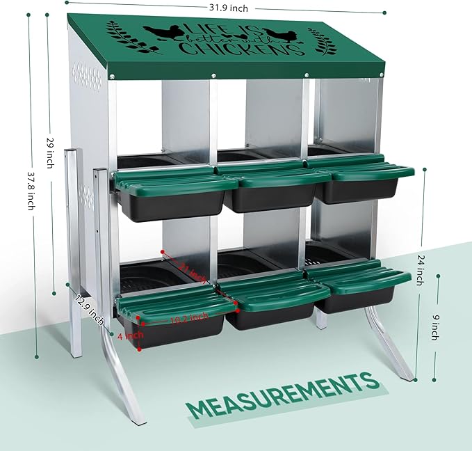 Tgeyd Nesting Boxes - 6 Holes for Laying Eggs - Chicken Brooder Box with Perch - Coops for Up to 24 Chickens