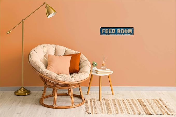 Vintage Tin Feed Room Sign Retro Metal Sign Suitable For Home Farm Garden And The Feed Room - Multi-Purpose For Indoor Use Plaque 4x16 Inch