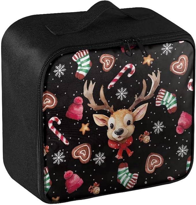 Rnyleeg Christmas First Aid Bag Black Empty First Aid Kit for Home Travel Medicine Bag Organizer Portable Car Medical Kit Cute Elk