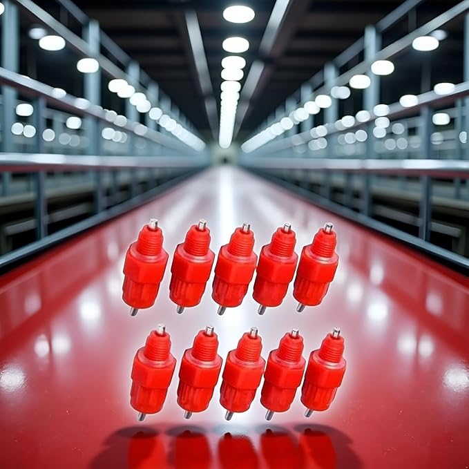 10Pcs Red Automatic Poultry Watering Nipples, Chicken Drinker System,Poultry Feeding and Watering Supplies