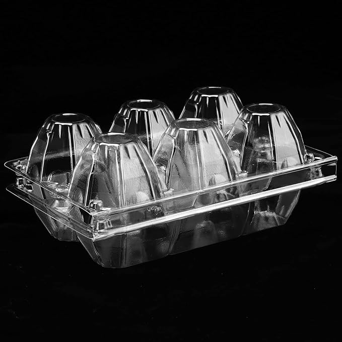 SOUJAP 100 Pack Clear Plastic Egg Cartons, 6 Cell Stackable Egg Storage Container with Lids, Egg Tray Holder Bulk for Family Pasture Farm Markets Display, Holds Up to 6 Eggs