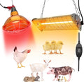 2 Set 400W Winter Chicken Coop Heater, Chicken Warming Lampshade with 150W Infrared Red Heat Bulb, Carbon Fiber Hanging Light Heated for Livestock, Chicks, Rabbit or Ducklings