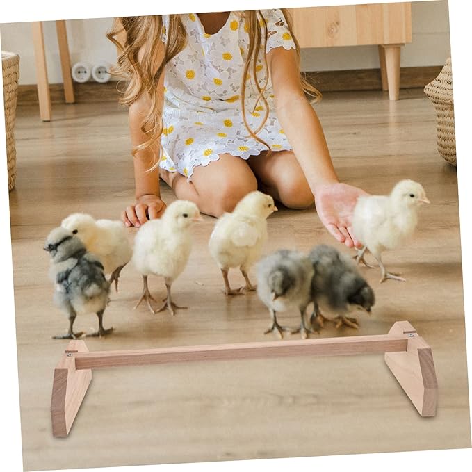 Happyyami Wooden Chick Perch Stand for Chickens and Birds Durable Natural Wood Roosting Bar Comfortable Perch for Brooder Coop and Farm Use