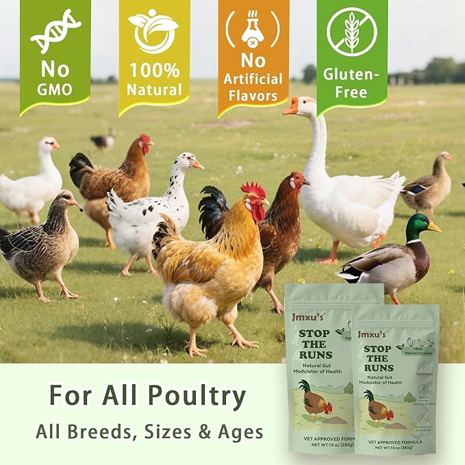 Chicken Gut Modulator of Health, Natural Formula Anti Diarrhea Modulator Powder for Chickens & Poultry, Control and Prevent Diarrhea & Enteritis Issues，Stop The Runs Supplement for Duck, Goose,10 oz