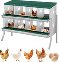 8-Hole Chicken Nesting Box, Rustproof Galvanized Steel, Wall-Mounted Metal Laying Box for Hens, Easy Egg Collection & Cleaning, Roll Away Nest Boxes - Green