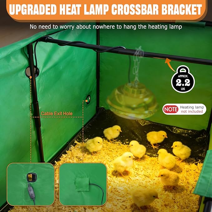 Brooder Box for Chicks, Chicken Run Large Chick Starter Kit Portable Brooding Pen with Breathable Mesh&Waterproof Pad Outdoor Indoor