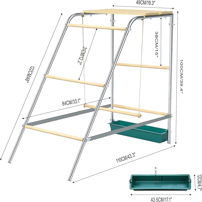 Chicken Roosting Bars with Swing and Drink Trough, Roosting Bars for Chickens in Coop, Easy to Installation&Clean,Baby Chick Playground Coop Accessories(43.3' L X 19.3' W X 39.4' H)