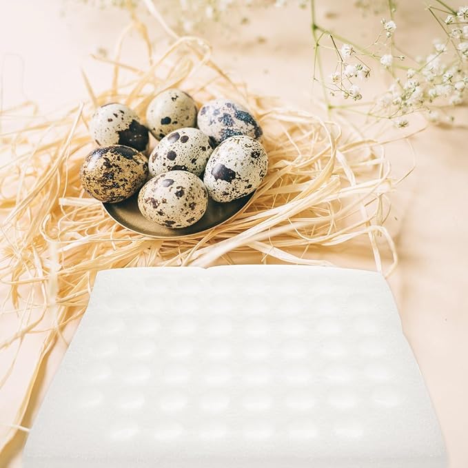 DOITOOL Quail Eggs Tray Holder 52-Grid Pearl Material Egg Storage Organizer for Refrigerator and Kitchen Countertop Use