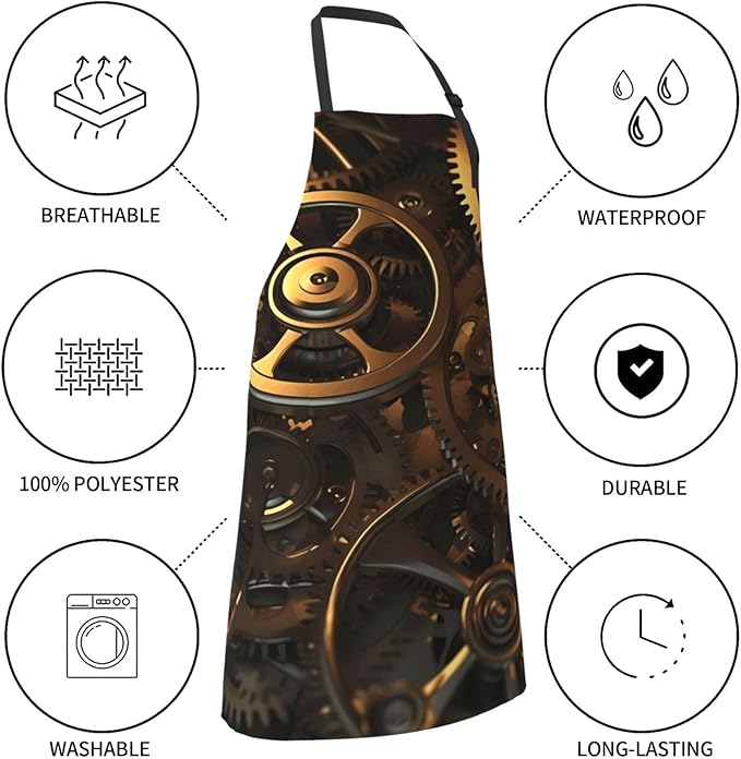 Waterproof Aprons for Women Men Adjustable Bib Cool Electric Guitar Apron Chef Cooking Aprons for Kitchen