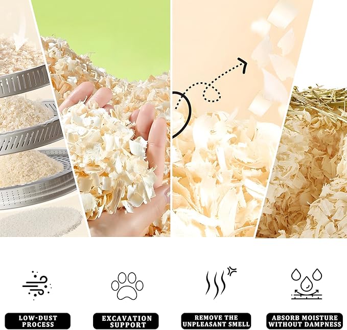 Pine Shavings, Wood Shavings, Chicken Coop, Small Animal Bedding, Chicken Coop Bedding, Odor Control for Pet Guinea Pigs, Rabbits, Hamsters, Gerbils, and Chinchillas (2 LB)