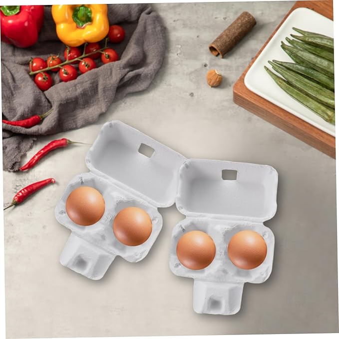 Paper Egg Cartons 2 Count 3x4 Paper Pulp Egg Cartons, Reusable No Breakage for Refrigerator Farm Market Travel 50pcs Box Blank 2 Pack Box Protective ..