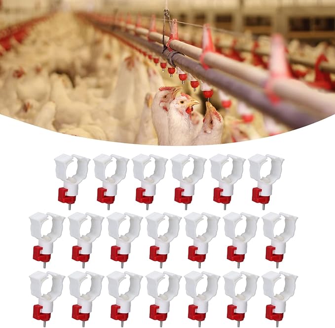 Chicken Waterer Nipples, Durable Steel Ball Valve, Automatic Drinking Spout, Clip 25mm Pipe, Farm Waterer for Chickens, Ducks, Geese, Poultry Drinking System, Farm