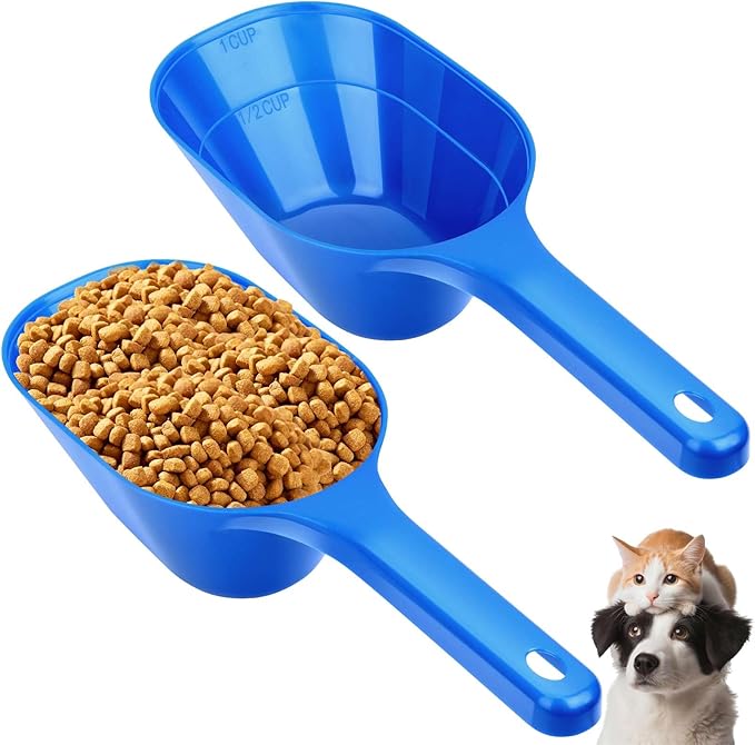 Dog Food Scoop, 1 Cup Pet Food Scoop With Measuring Lines (blue)
