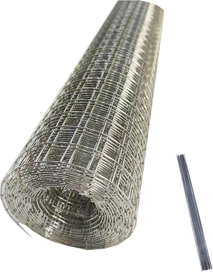 Stainless Steel Hardware Cloth Size:21Gauge 1/2inch 16inchx8Feet 304 Stainless Steel Welded Wire Mesh Supports Poultry Netting Cage Fence,Keep The Animals Out, Protecting New Plants