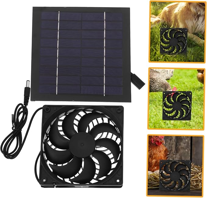 5W Solar Panel Cooling Fan for PET House and Chicken Coop Ventilation Heat Dissipation Mini Solar Exhaust Fan Dual Blade Design