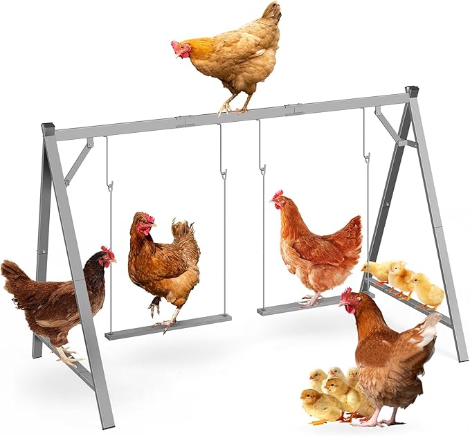 Chicken Perches with Swing, Chicken Roosting Bars for Coop Accessories, Activity Play Toys for Pet's Health & Happy