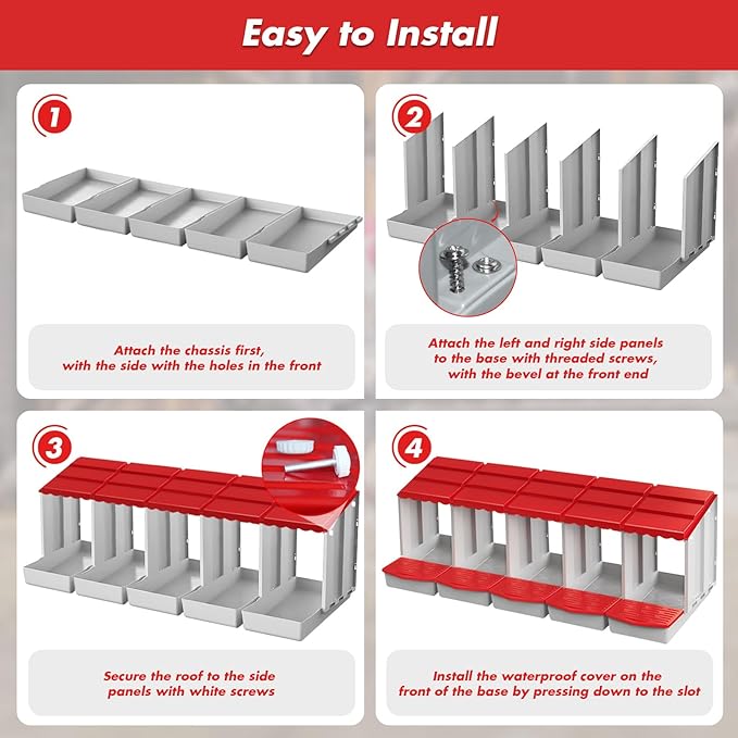 Chicken Nesting Boxes,5 Hole Nesting Box for Chicken Coop, Rolling Egg Collection and Protection Nesting Boxes