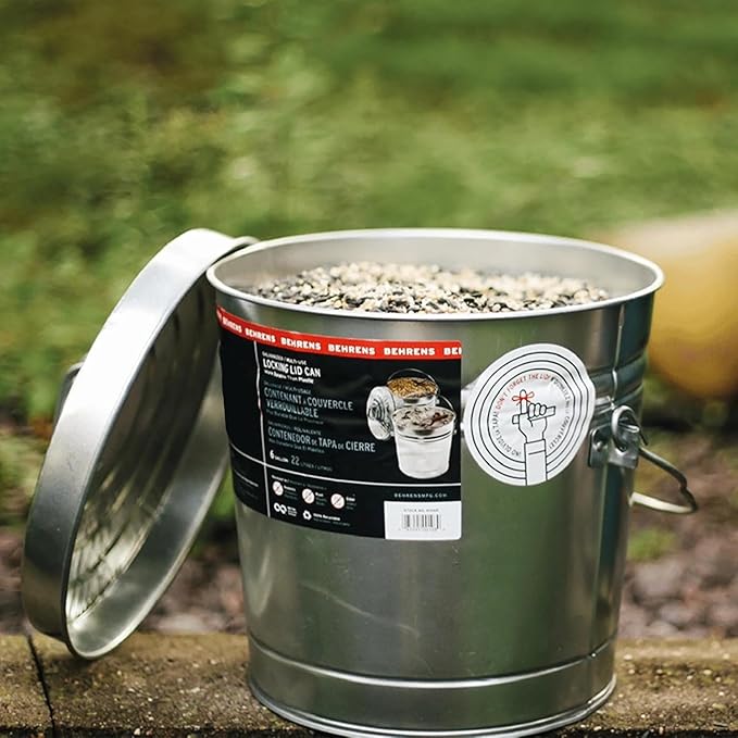 6-Gallon Galvanized Steel Storage Can - Airtight Locking Lid Metal Container for Pet Food, Dry Goods & Pantry Staples, Rust-Resistant Indoor/Outdoor Design