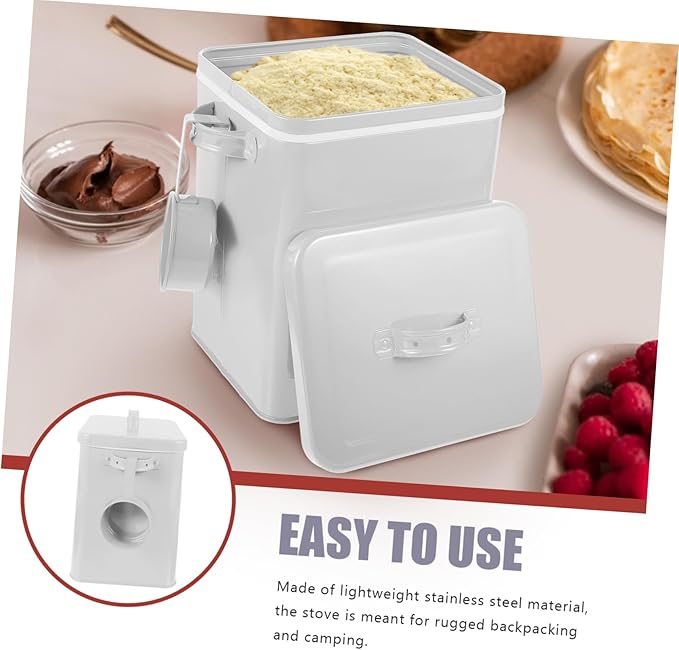 Metal Pet Food Storage Container Canister for Treats Kitchen Organizer for Rice Grains Airtight Design Measuring Scoop Versatile Storage Bin No Pattern