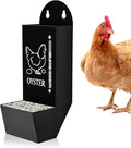 Chicken Grit and Oyster Shell Feeder, Poultry Feeder with Visual Window, No-Mess Weatherproof, Metal Hanging Gravity Chicken Feeder, Chicken Coop Accessories (Grit-Black)