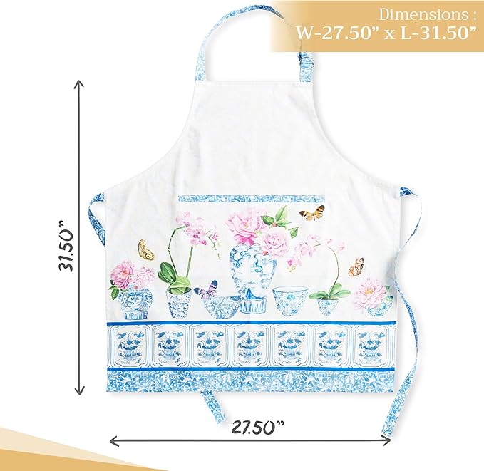 Maison d' Hermine 100% Cotton Apron for women with Pocket Kitchen Chef Apron for Men Cooking Easter Decorations