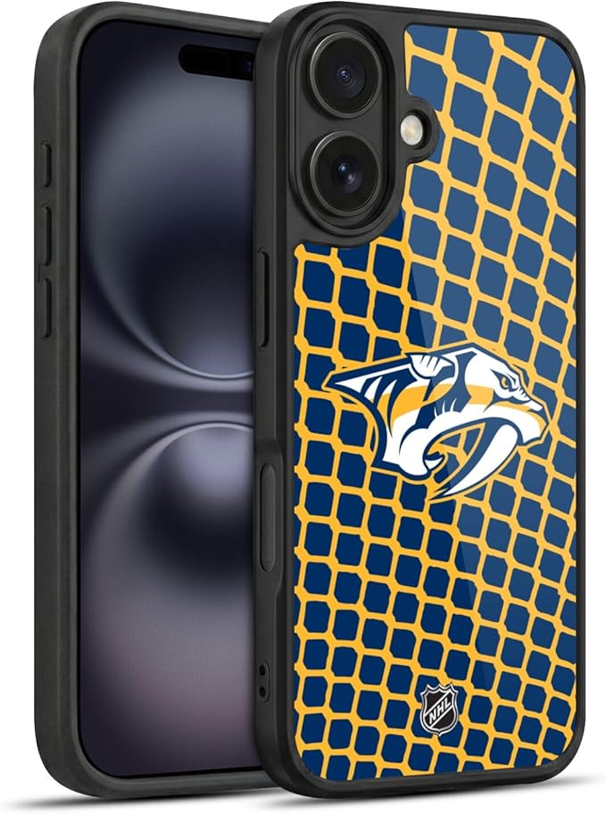 Head Case Designs Officially Licensed NHL Net Pattern Nashville Predators Gel Armor Case [Military Grade Drop Protection] Compatible with Apple iPhone 16