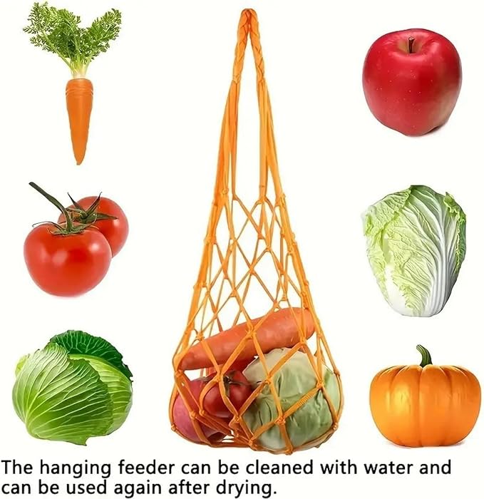 Chicken Vegetable String Bag,Poultry Fruit Holder, Pet Chicken Vegetable Hanging Feeder Treat Feeding Tool with Hook for Hens Chicken Coop Duck Large Birds