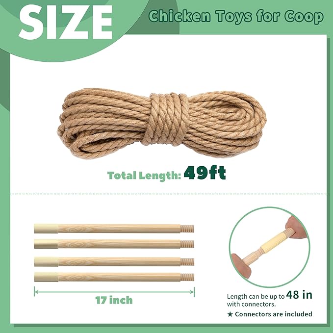 Chicken Toys for Coop, Chicken Perch for Coop, Chick Swing, Chain Chick Ladder, Chick Roosting Bars, Easy to Install