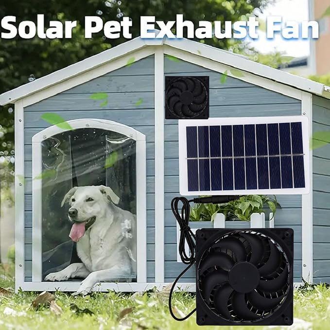 Greensen Solar Exhaust Fan, 2W ABS Powered Ventilation Fan with Solar Panel for Chicken Coop Greenhouse Shed Pet House Window